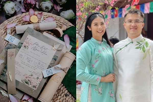 Hoa hậu Ngọc Hân khoe thiệp cưới 'độc nhất vô nhị', làm bằng ống tre
