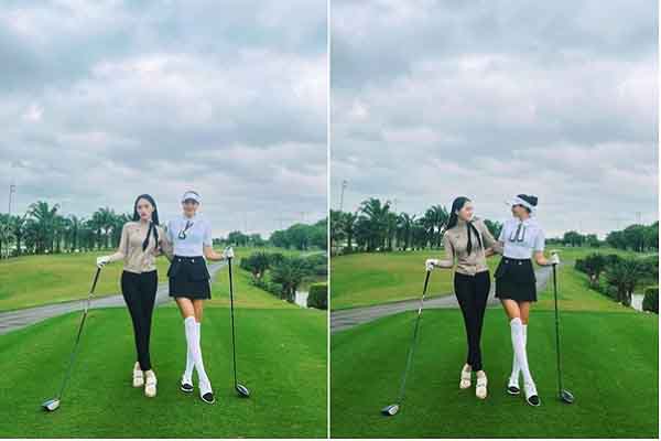 Hoa hậu Phạm Hương đọ sắc với Hương Giang trên sân golf