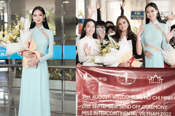 Á hậu Bảo Ngọc rạng rỡ, diện áo dài chào đón 'Miss Intercontinental 2021'