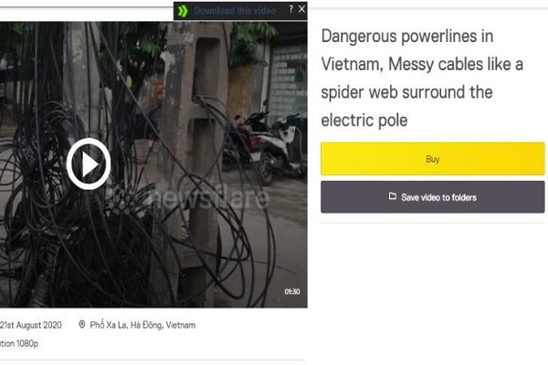 Website Anh sốc vì clip dây cáp như mạng nhện vây quanh cột điện ở Hà Nội