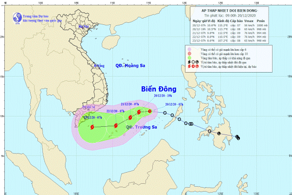 Áp thấp nhiệt đới trên Biển Đông đang mạnh lên thành bão số 14