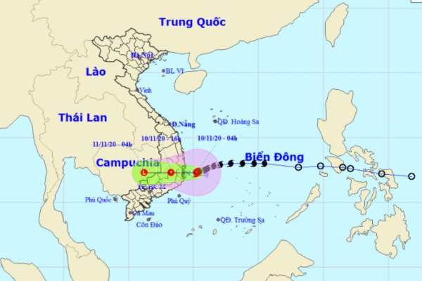 Bão số 12 giật cấp 10 áp sát các tỉnh Bình Định - Ninh Thuận, khu vực từ Thừa Thiên Huế đến Khánh Hòa có mưa rất to