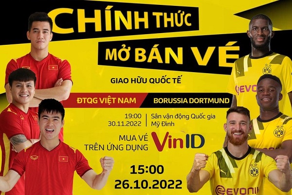 Vé xem Việt Nam đấu Dortmund có giá thấp nhất 800.000 VNĐ