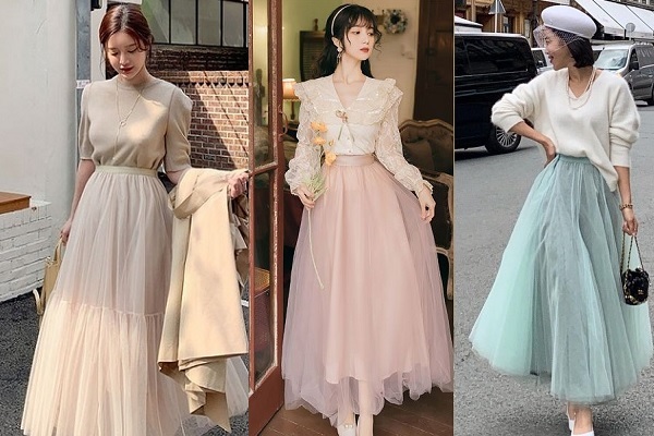 Váy xuất Hàn, form rộng rãi, bồng bềnh, thoải mái