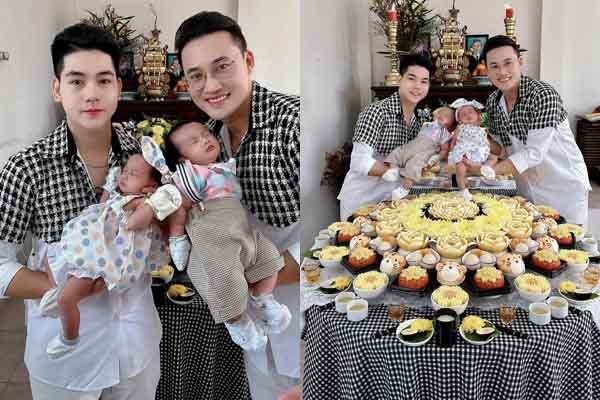 Hà Trí Quang và người yêu đồng giới tổ chức tiệc đầy tháng hoành tráng cho hai con sinh đôi