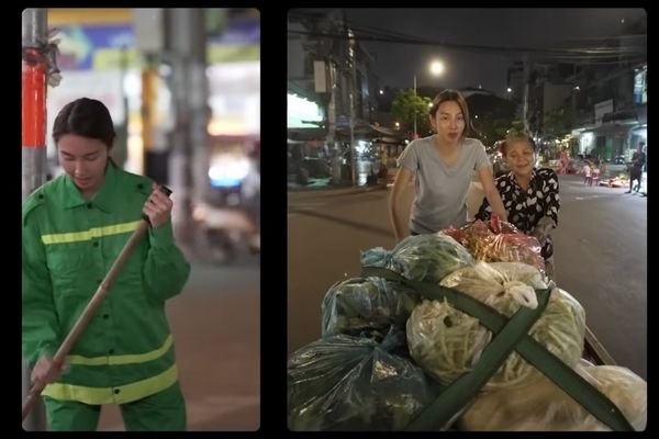Thùy Tiên hé lộ quét rác, bán hàng rong trong 'Đu đêm'