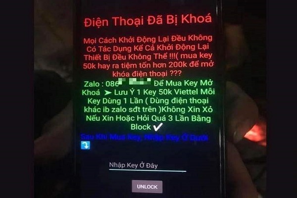 Cảnh báo mã độc tống tiền trên smartphone xuất hiện tại Việt Nam