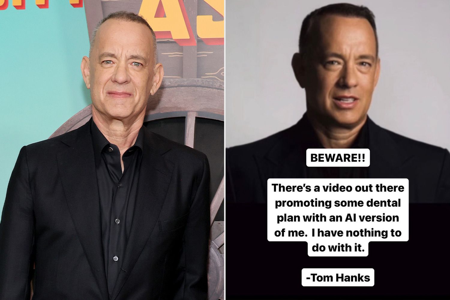 Hình ảnh giả mạo được làm từ công nghệ AI (bên phải) của Tom Hanks