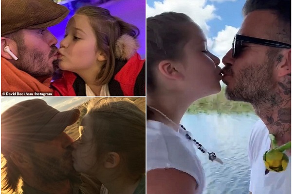 Mặc tranh cãi, David Beckham vẫn chia sẻ ảnh hôn môi con gái