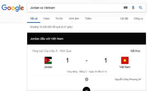 Google, AFC nhầm lẫn khó tin về trận Jordan vs Việt Nam