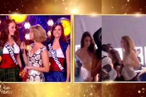 Truyền hình Pháp phát sóng thí sinh Hoa hậu lộ ngực trần gây bức xúc