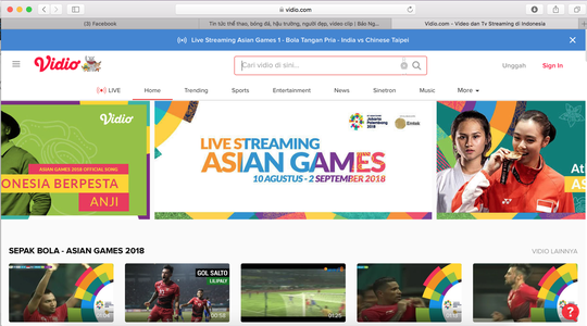 Người hâm mộ xem bóng đá tại ASIAD 2018 ở website nào?