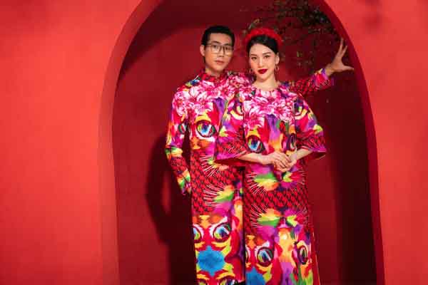 Sắc xuân rạo rực trong thiết kế áo dài của Adrian Anh Tuấn