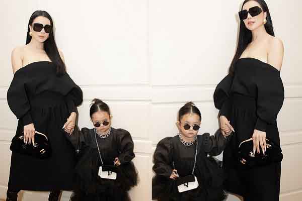 Trà Ngọc Hằng và con gái sành điệu với sắc đen huyền bí