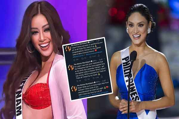 Bị fan Việt chỉ trích vì cho rằng ‘mỉa mai Khánh Vân’, cựu hoa hậu Pia Wurtzbach lập tức phản ứng