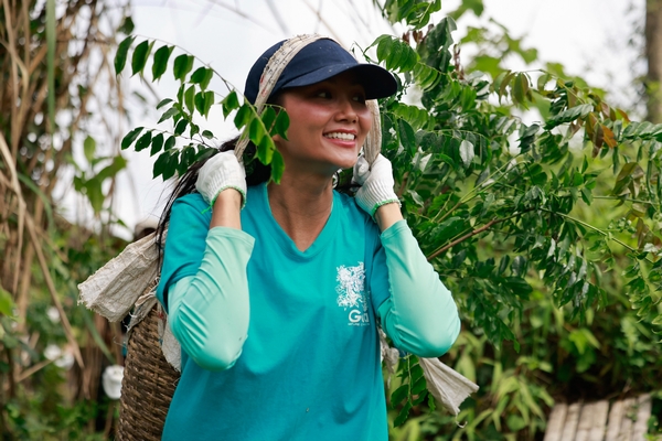 Khoảnh khắc đáng yêu của H’Hen Niê khi trồng cây trong rừng