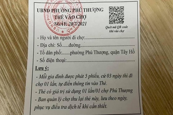 Bí thư Hà Nội yêu cầu triển khai phiếu đi chợ toàn thành phố