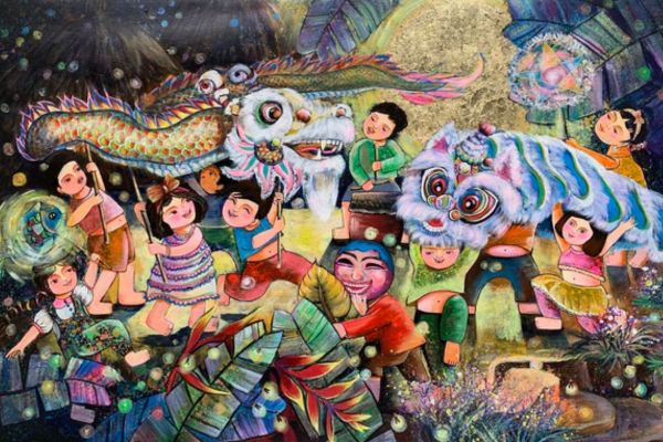 Họa sĩ Việt vẽ tranh để con hiểu hơn về Trung thu Việt Nam trên đất Thái