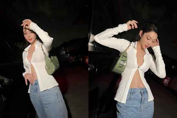 Minh Hằng diện croptop, đập tan tin đồn bầu bí