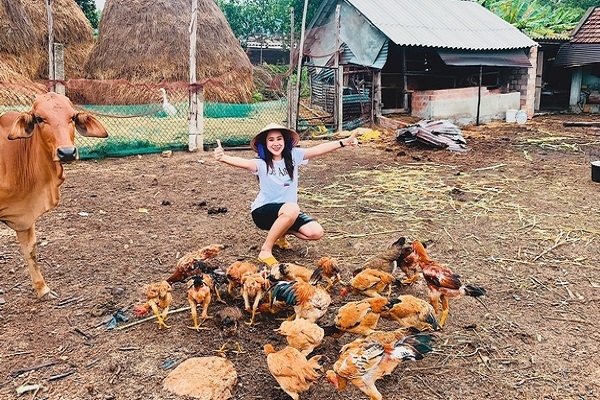 Hồ Bích Trâm về quê chăn bò, thả gà cùng gia đình