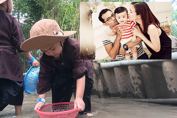 Con trai Huỳnh Đông – Ái Châu lặn lội bắt cá cực yêu