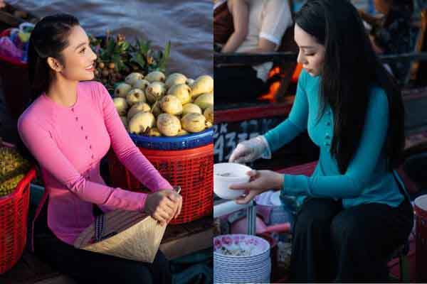 Lâm Thu Hồng diện áo bà ba, giới thiệu cảnh sắc miền Tây đến ‘The Miss Globe 2022’