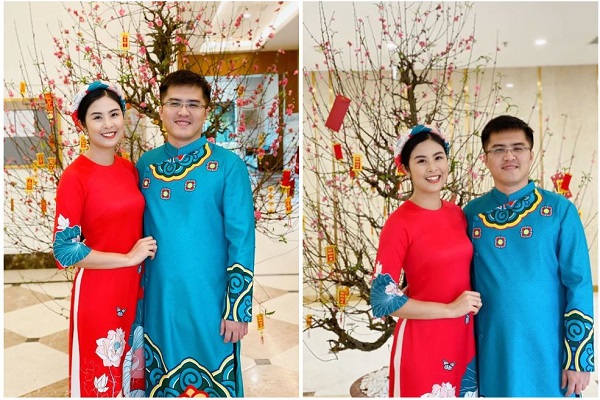 Hoa hậu Ngọc Hân và hôn phu tình tứ diện áo dài, tình từ trong ngày Tết