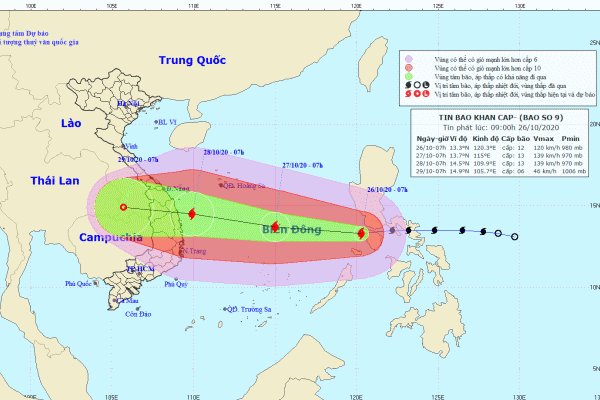 Bão số 9 tiếp tục mạnh thêm, kích hoạt rủi ro thiên tai cấp 4