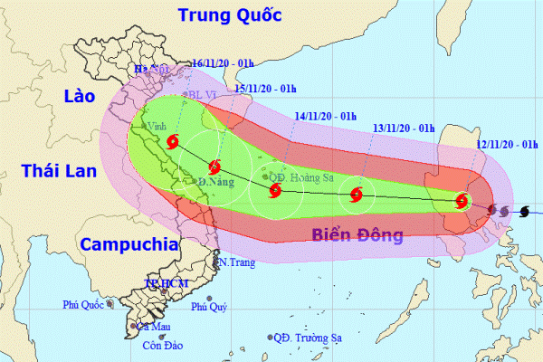 Bão Vamco chuẩn bị vào Biển Đông, miền Trung hứng chịu mưa và nguy cơ lũ quét