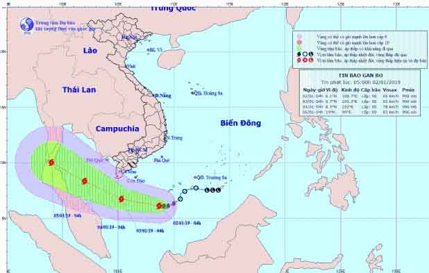 Bão số 1 ngày càng mạnh thêm, ảnh hưởng tới Tây Nam Bộ