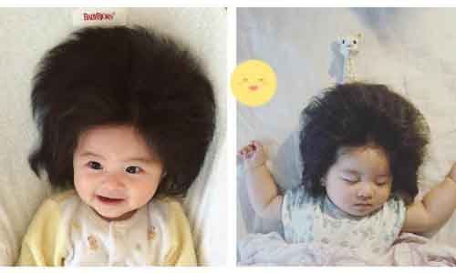 Chiêm ngưỡng mái tóc dày đen của bé 7 tháng Nhật Bản