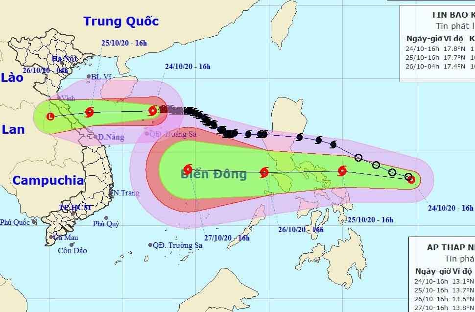 KHẨN: Bão chồng bão hướng vào miền Trung
