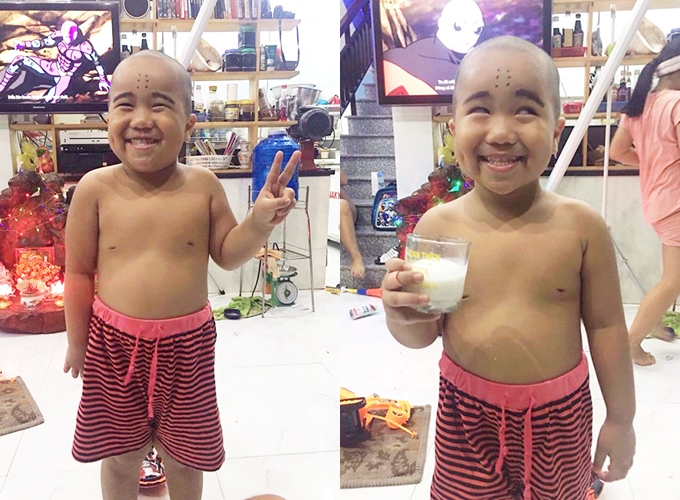 Một ông bố mê truyện tranh đã hóa trang con trai thành nhân vật Kriilin