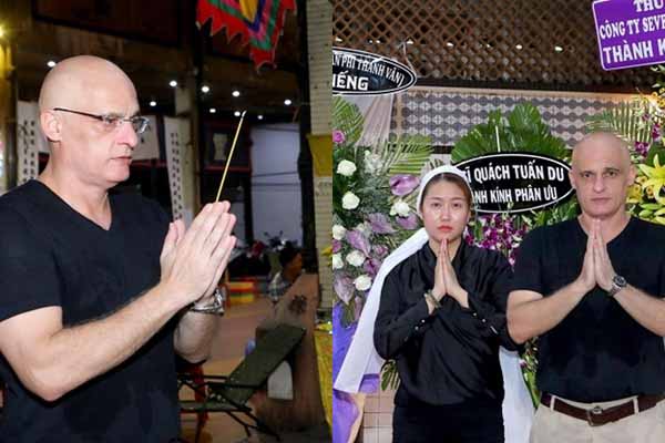 Ly hôn Phi Thanh Vân 5 năm, chồng Tây đến viếng bố vợ cũ