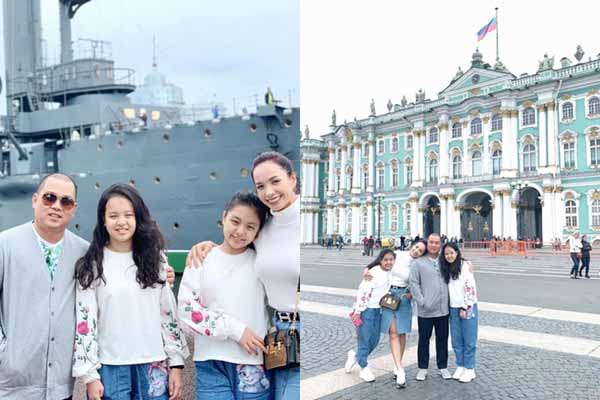 Thúy Hạnh, Minh Khang đưa hai công chúa nhỏ khám phá ‘Cung điện mùa đông’