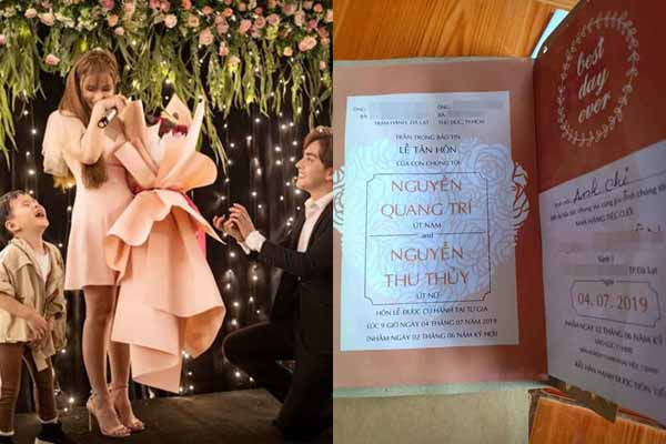 Bất ngờ lộ thiệp cưới vào tháng 7 của Thu Thủy và bạn trai