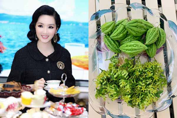 Giáng My thu hoạch mướp đắng, gấc trong biệt thự triệu đô