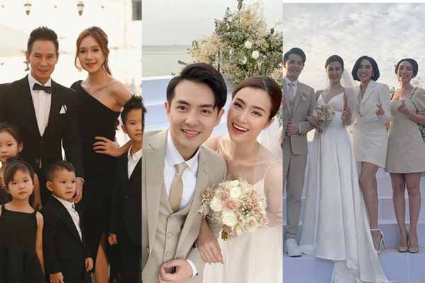 Thu Trang đằm thắm bên Tiến Luật, Lý Hải – Minh Hà đi tiệc cưới Đông Nhi cùng 4 con