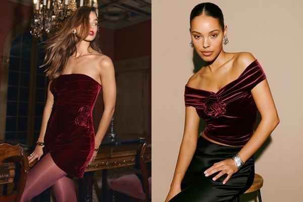 Thiết kế trang phục từ chất liệu nhung giúp phái đẹp trông sang trọng, quyến rũ