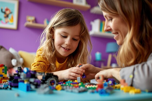 Realistic scene with young children with autism playing