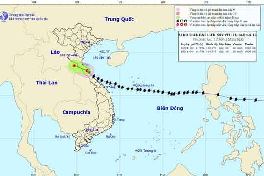 Bão số 13 đã suy yếu thành áp thấp nhiệt đới, cảnh báo mưa to và sạt lở