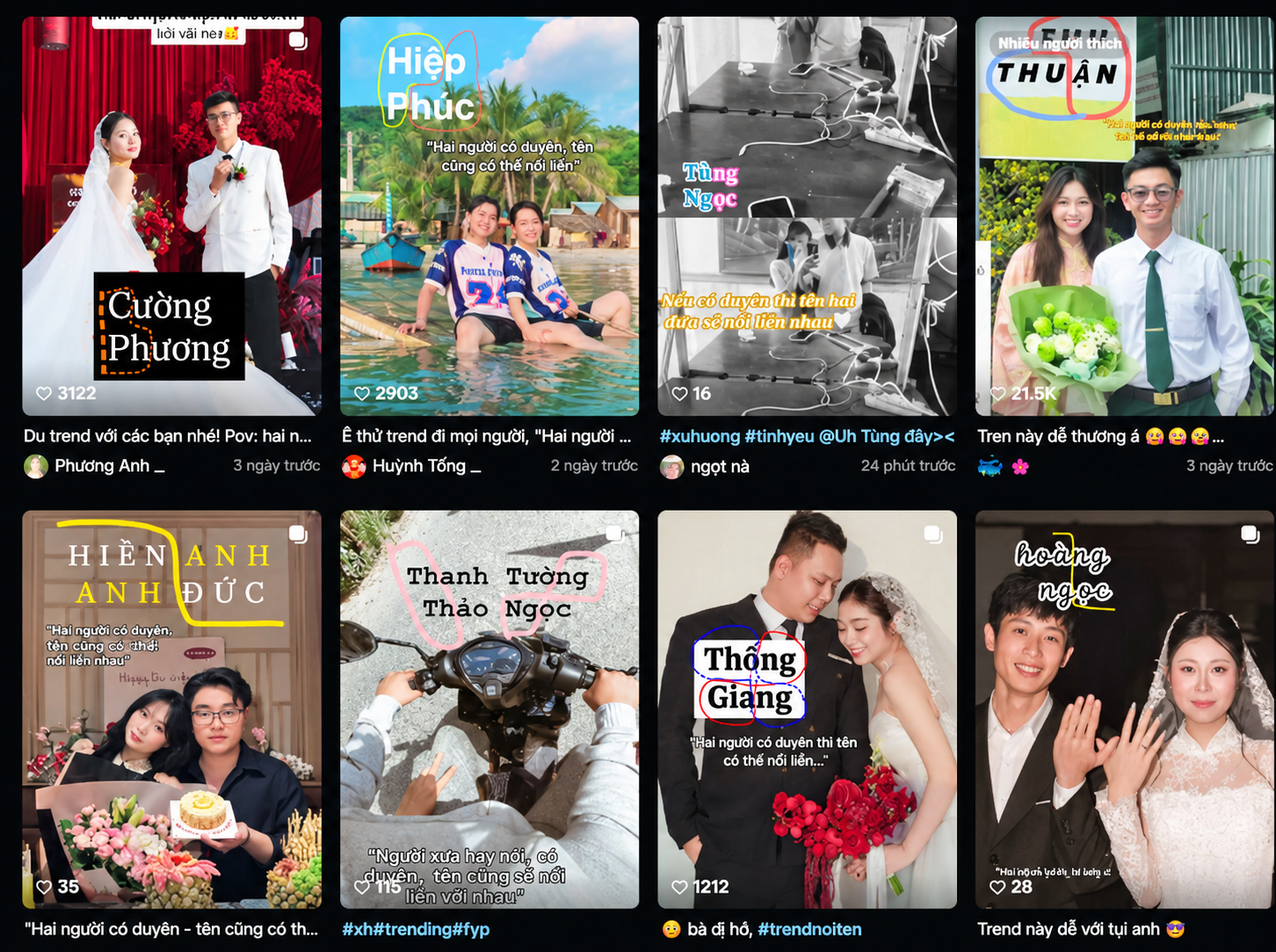 Viral trend tên của 2 người có duyên thì có thể nối liền với nhau